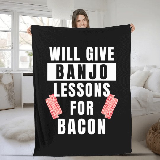 Banjo Player Lessons For Bacon Music Instrument Fleece Blankets