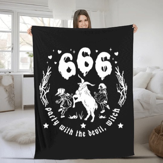666 Party With The Devil, Witch Fleece Blankets