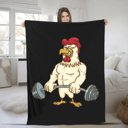Deadlift Gym Chicken Fitness Motivation Fleece Blankets