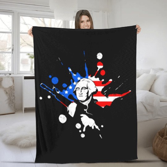 Merica George Washington Independence Day Fleece Blankets