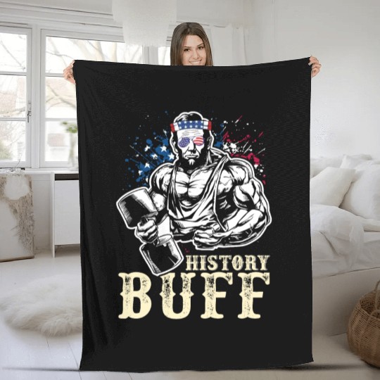 History Buff Independence Day Lincoln Patriot USA Fleece Blankets