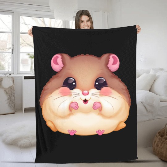 Cute Hamster with Full Cheeks - Animal Lover Fleece Blankets