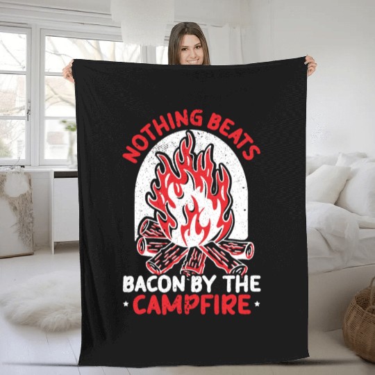 Camping And Bacon Meat Camp Camper I Love Bacon Fleece Blankets