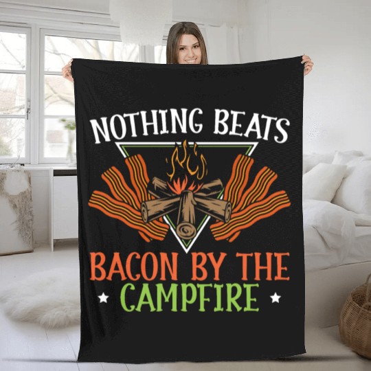 Camping And Bacon Meat Camp Camper I Love Bacon Fleece Blankets