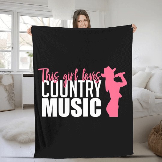 This Girl Loves Country Music A Western Folk Fan Fleece Blankets