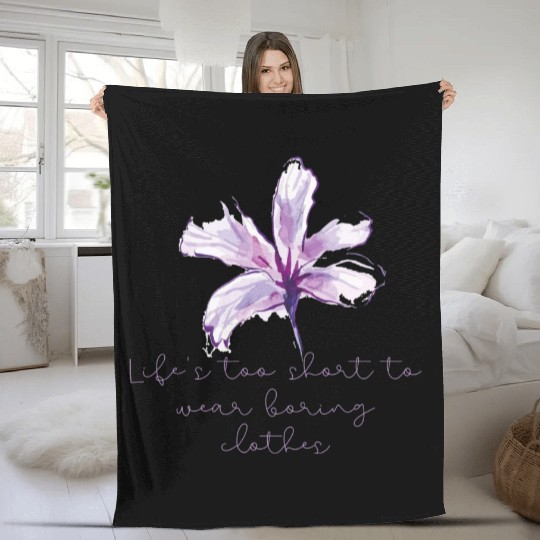 Purple Lily Flower surprise with quote Fleece Blankets
