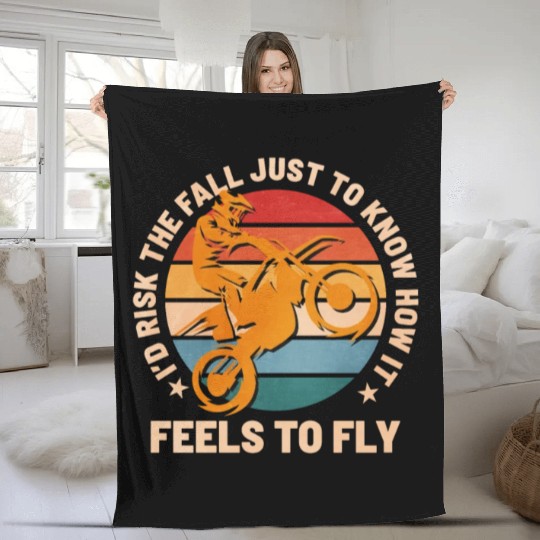 Motocross Supercross How It Feel To Fly Spruch Fleece Blankets