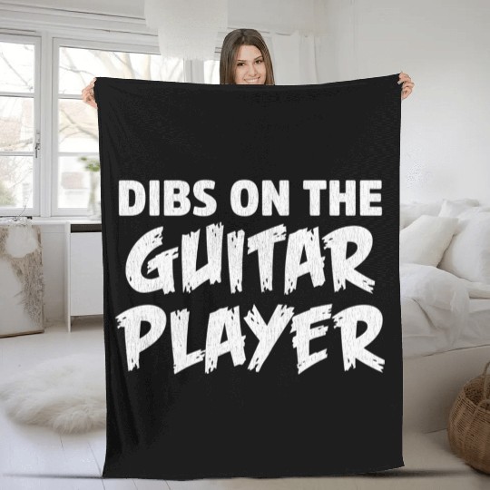 Dibs On The Guitar Player Fleece Blankets