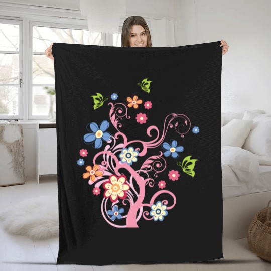 flower tree Fleece Blankets