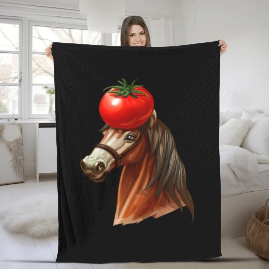 Horse Head Tomato Fleece Blankets