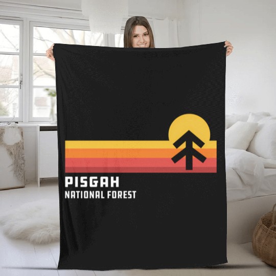 Retro Sunset Pisgah National Forest Asheville Fleece Blankets