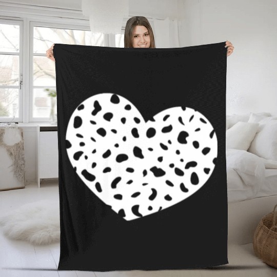 Spotted Heart Dalmatian Fleece Blankets