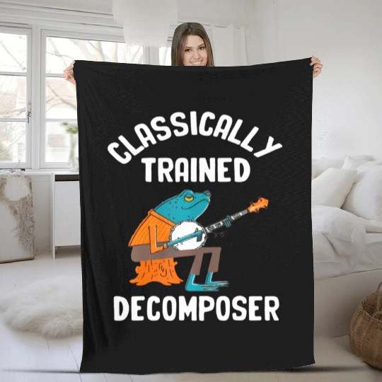 Classically Trained Decomposer Funny Frog Playing Fleece Blankets