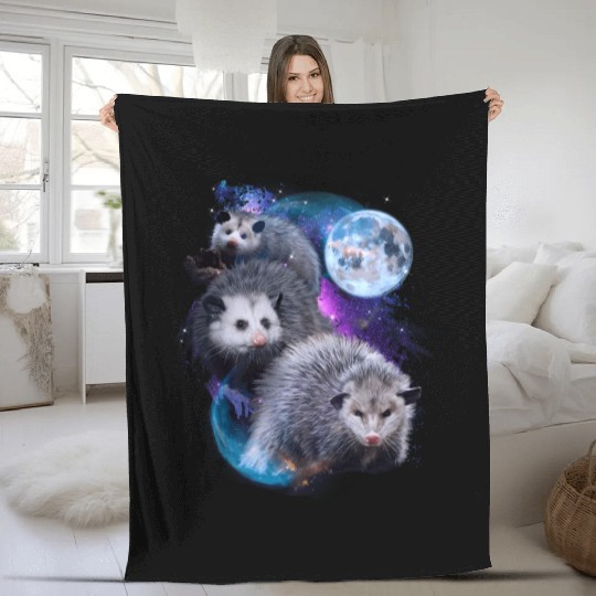 3 Moon Opossum Marsupial Rodent Opossum Novelty Fleece Blankets