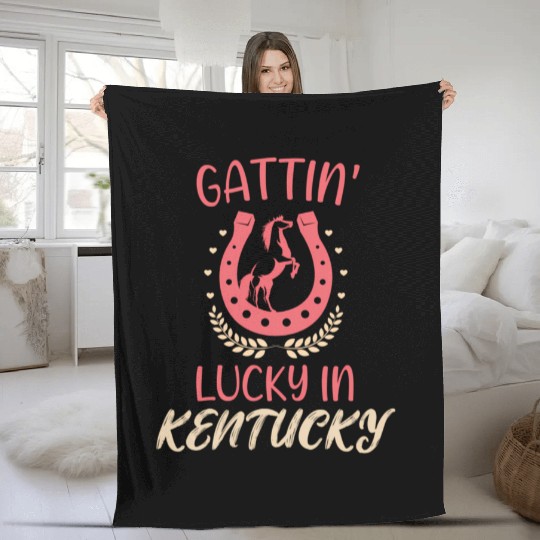 Gattinâ€™ Lucky In Kentucky Horse Racing Derby Fleece Blankets