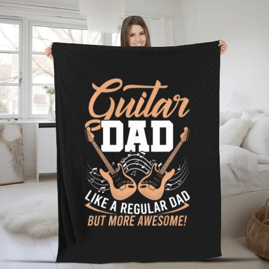 Guitar Dad Awesome Fathers Day Player Musician Fleece Blankets