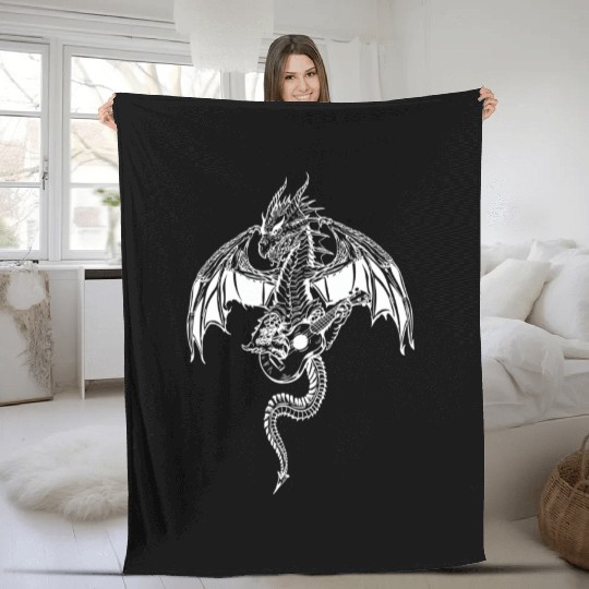 SEEMBO Dragon Playing Guitar Guitarist Musician Fleece Blankets