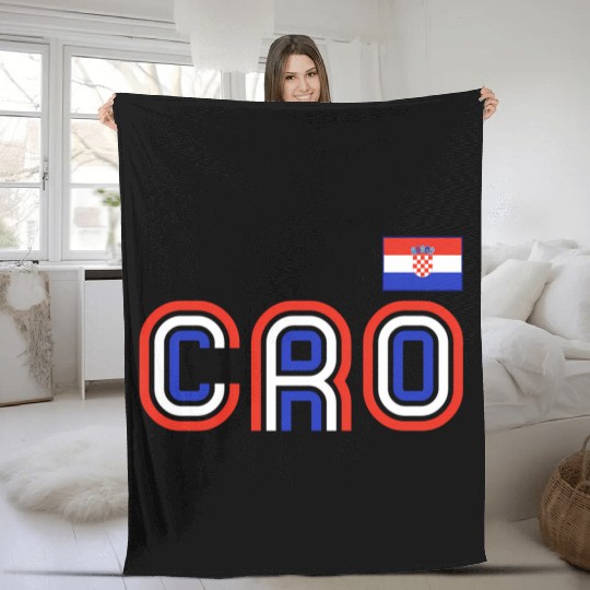 Croatia Flag Retro International Cory Croatian Fleece Blankets