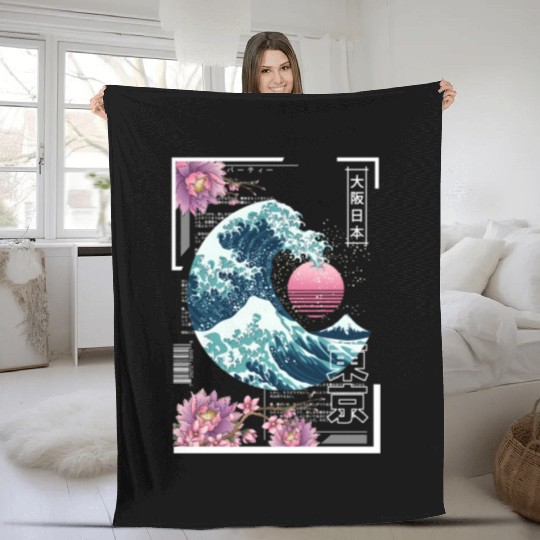 Vaporwave Synthwave 80'S Japan Japanese Great Fleece Blankets