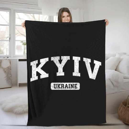 Kyiv Ukraine Vintage Sports Fleece Blankets