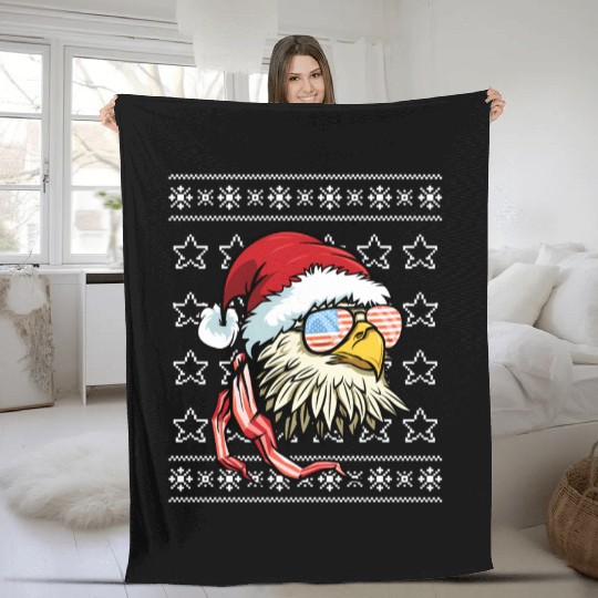 Ugly Usa Flag Bald Eagle Fleece Blankets