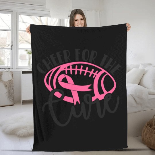 Cheer For The Cure Pink Breast Cancer Awareness Fleece Blankets