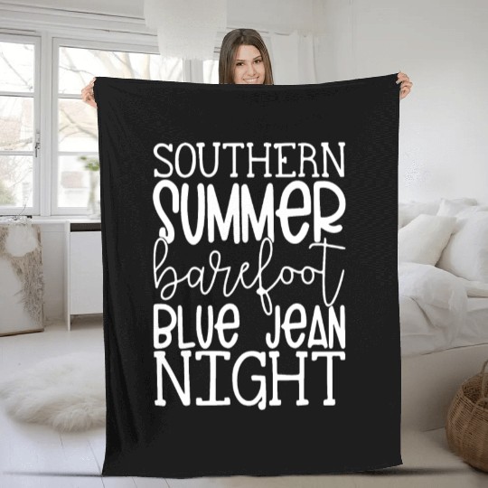 Southern Summer Barefoot Blue Jean Night Fleece Blankets