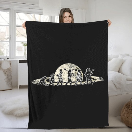 Guitar-Player Evolution Saturn Music Planet Fleece Blankets