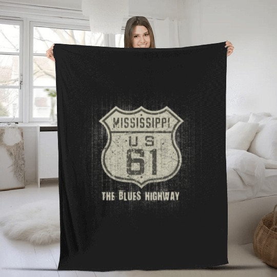 Mississippi Us 61 The Blues Highway Fleece Blankets