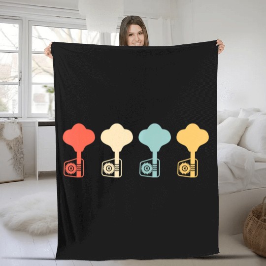 Vintage Bass Guitar Player Bassist Retro Fleece Blankets