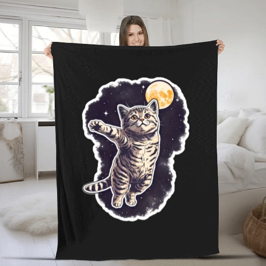 Space cat Fleece Blankets