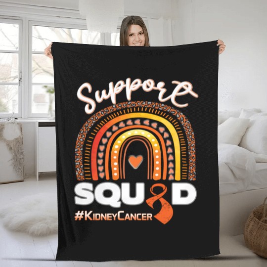Kidney Cancer Support Squad Dark Blue Ribbon Fleece Blankets