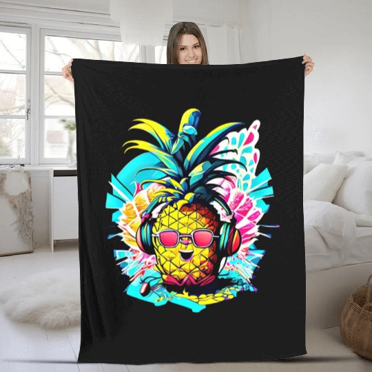 Tropic Beats: Pineapple Party Vibes Fleece Blankets