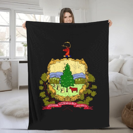 Vermont Flag State Vintage Fleece Blankets