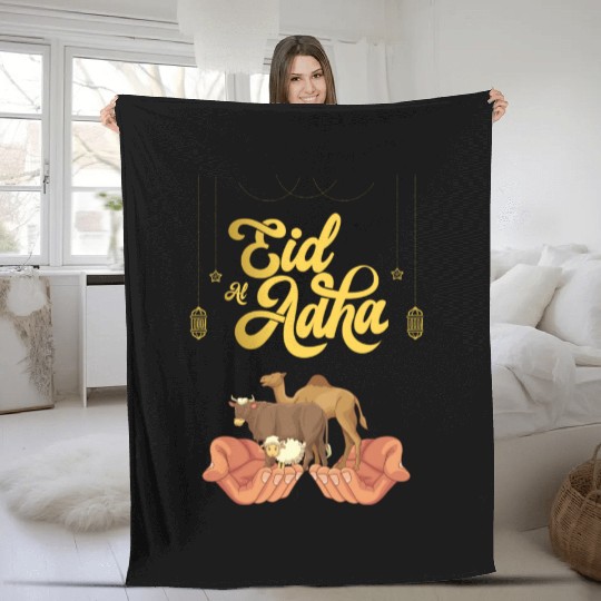 Eid Al Adha Moubarak Happy Eid For All Muslims Fleece Blankets