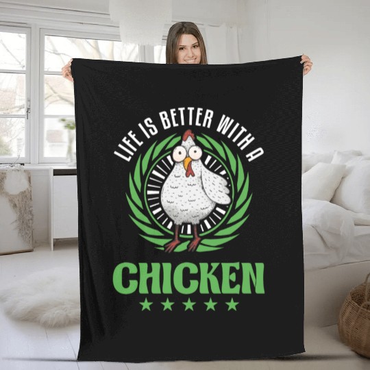 Life Is Better With A Chicken Farmer Chickens Fleece Blankets