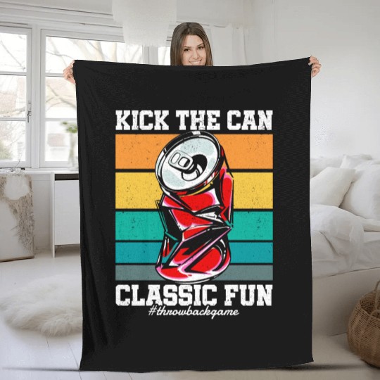 Kick the Can Classic Fun Street Game 90s Kid Fleece Blankets