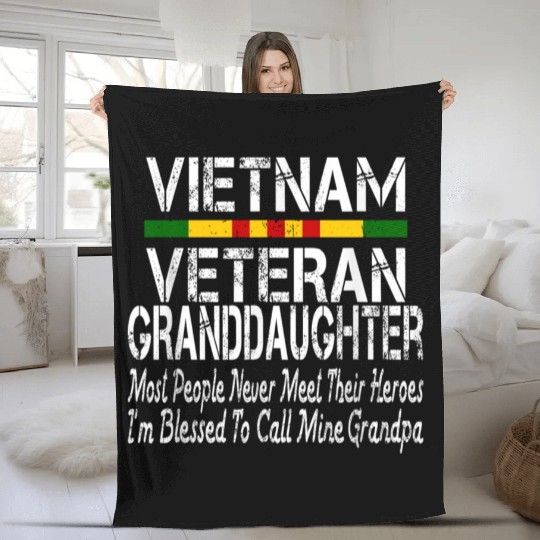 US Army Vietnam Veteran Granddaughter Fleece Blankets