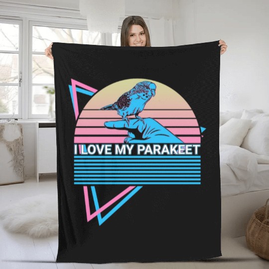 Budgie Parakeet Retro Fleece Blankets