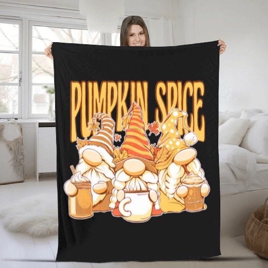 Gnomes Autumn Season Pumpkin Spice Hallothanksmas Fleece Blankets