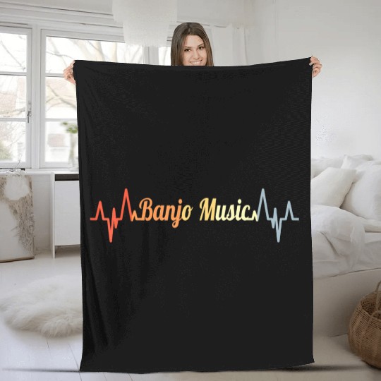 Banjo Music ECG Heartline Banjo Instructor Fleece Blankets
