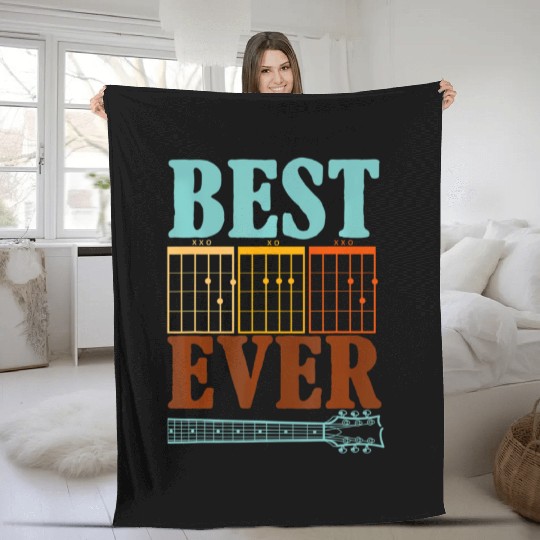 Best Dad Ever Musician Guitarist Musical Fleece Blankets