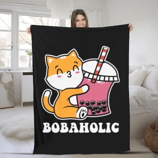 Bubble Milk Boba Tea Tapioca Pearls Lover Funny Fleece Blankets