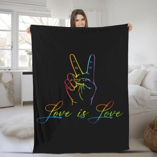 Love Is Love Gay LGBT Pride Love Fleece Blankets