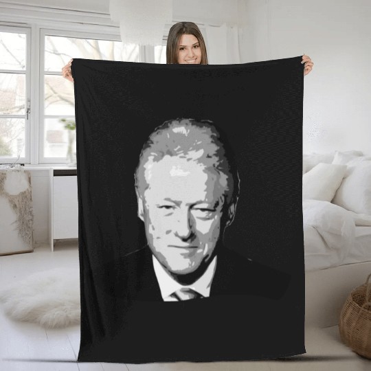 Bill Clinton Grayscale Pop Art Fleece Blankets