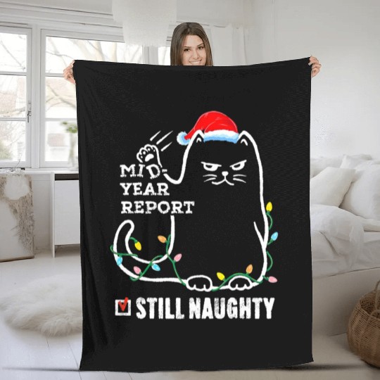 Cat Christmas In July Mid Year Report Still Fleece Blankets