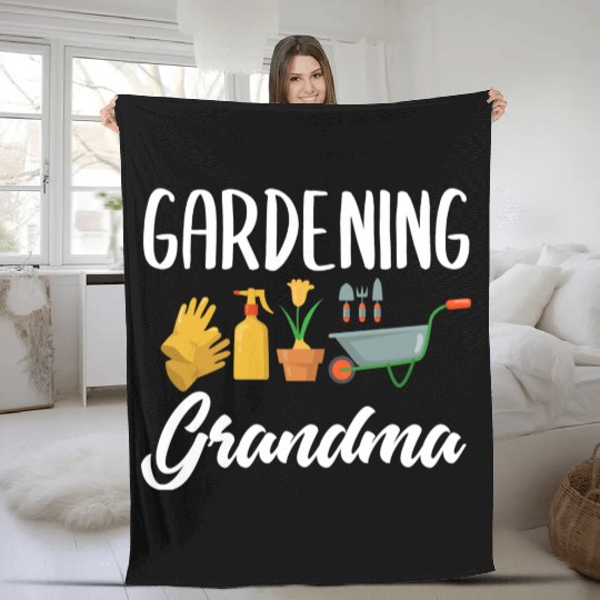 Gardening Grandma Funny Gardener Garden Plant Fleece Blankets