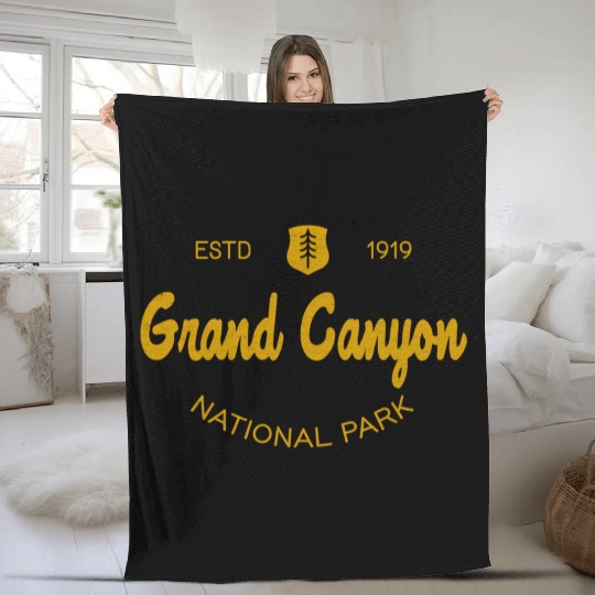 Grand Canyon National Park Script Style Fleece Blankets