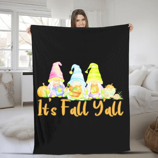 It's Fall Y'all Elf Autumn Gnome Cute Fleece Blankets