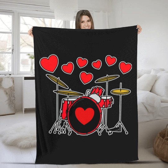 Valentines Drummer Drum Teacher Wedding Musician Fleece Blankets